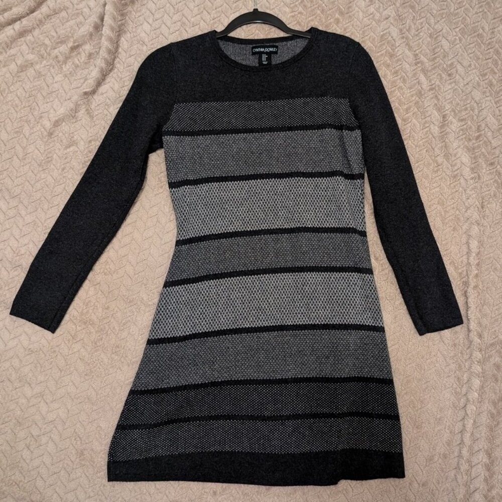 Grey striped sweater dress